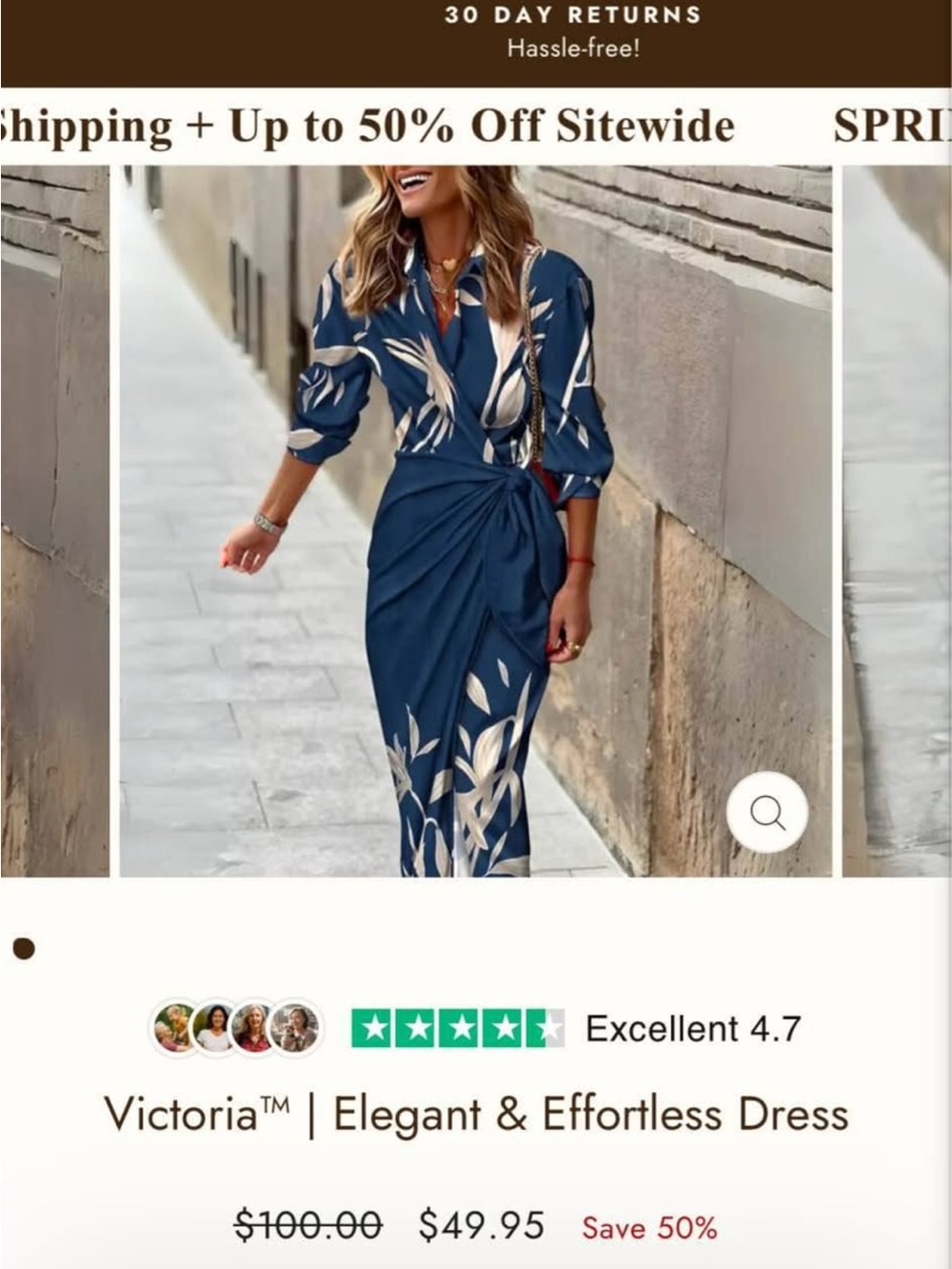 Navy and Cream Floral Maxi Dress